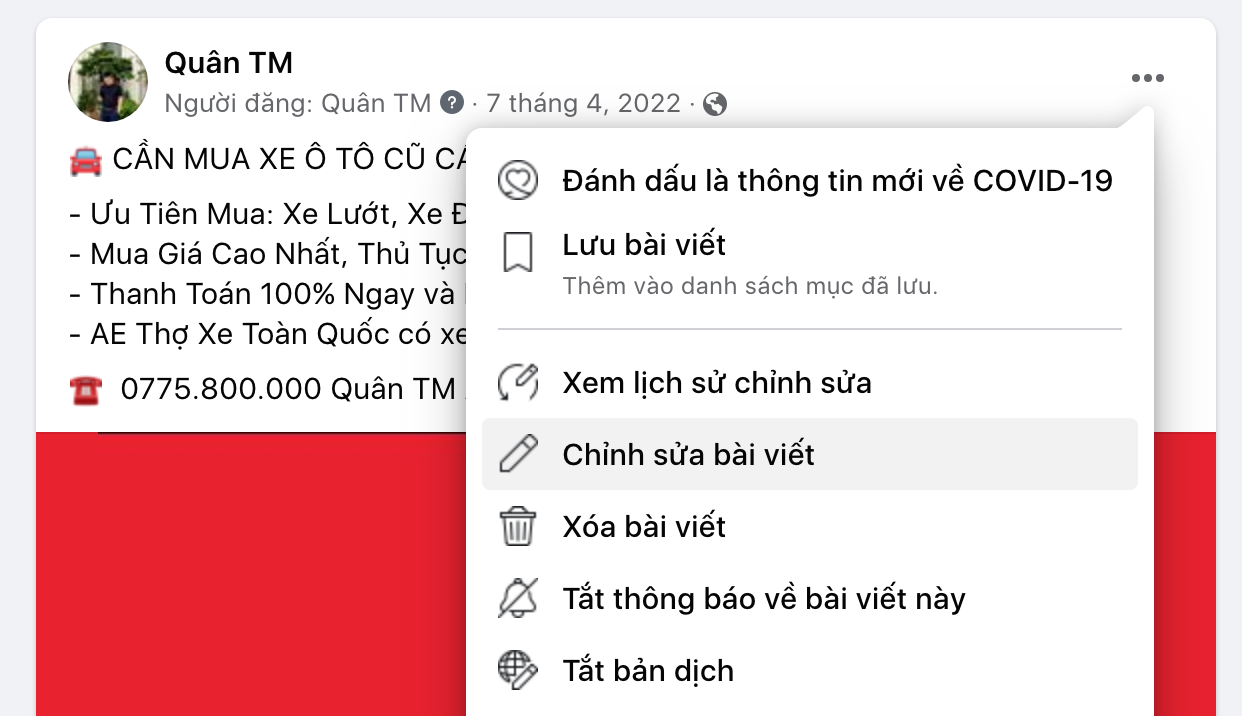 Cách chỉnh sửa bài viết đã chạy quảng cáo siêu dễ